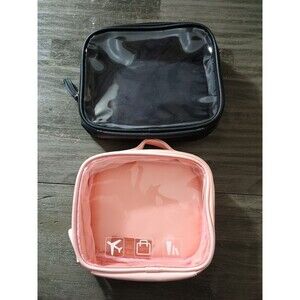 Hibagg Pink And Black Travel Toiletry Makeup Bag Lot Of Two New